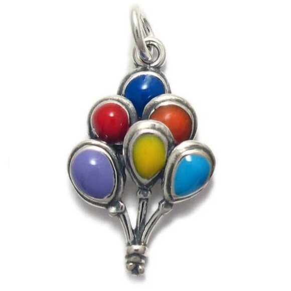 BALLOONS CHARM WITH ENAMEL COLORED BALLOONS. STERLING SILVER - Picture 1 of 2